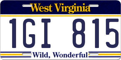WV license plate 1GI815