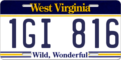 WV license plate 1GI816