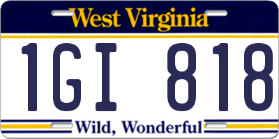 WV license plate 1GI818