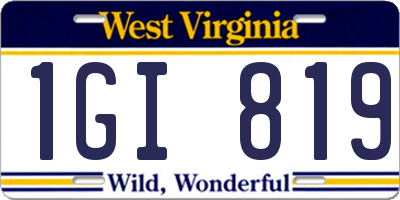 WV license plate 1GI819