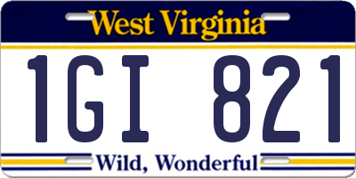 WV license plate 1GI821