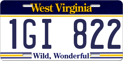 WV license plate 1GI822