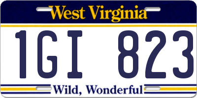 WV license plate 1GI823