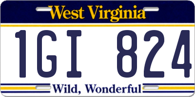 WV license plate 1GI824