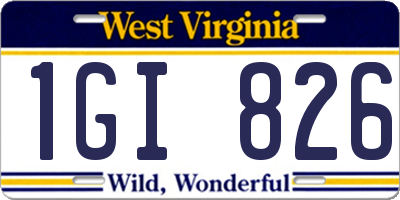 WV license plate 1GI826