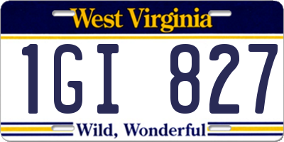 WV license plate 1GI827