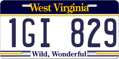 WV license plate 1GI829