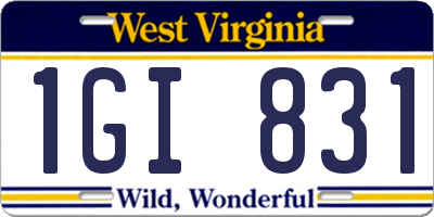 WV license plate 1GI831