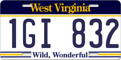WV license plate 1GI832