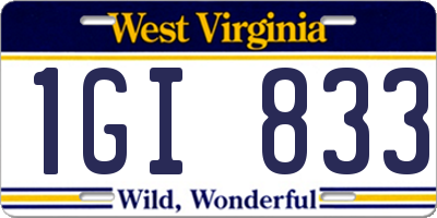 WV license plate 1GI833