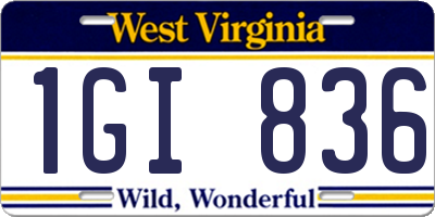 WV license plate 1GI836