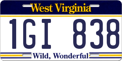 WV license plate 1GI838