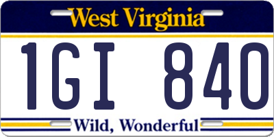WV license plate 1GI840