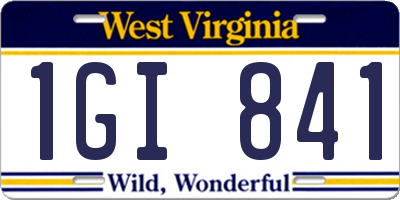 WV license plate 1GI841