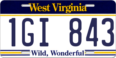 WV license plate 1GI843