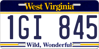 WV license plate 1GI845