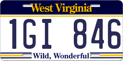 WV license plate 1GI846