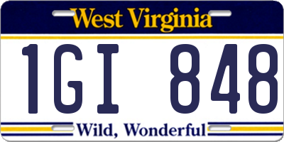 WV license plate 1GI848