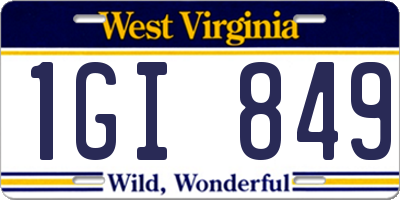 WV license plate 1GI849