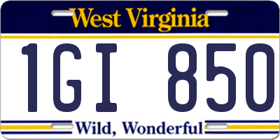 WV license plate 1GI850