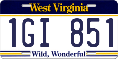WV license plate 1GI851