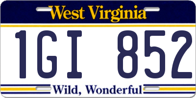 WV license plate 1GI852