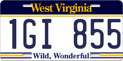 WV license plate 1GI855