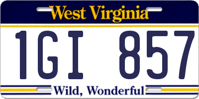 WV license plate 1GI857