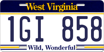 WV license plate 1GI858