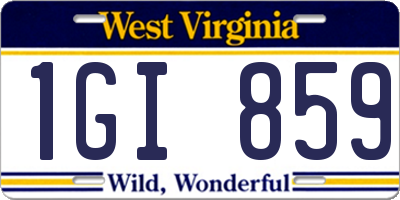 WV license plate 1GI859