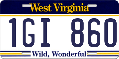 WV license plate 1GI860