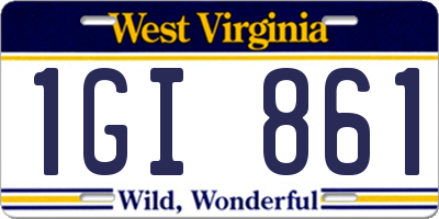 WV license plate 1GI861