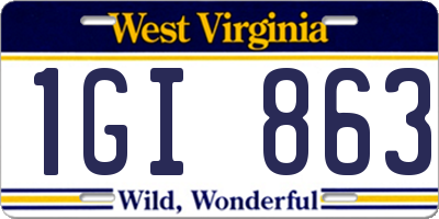 WV license plate 1GI863