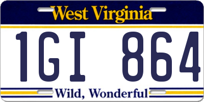 WV license plate 1GI864