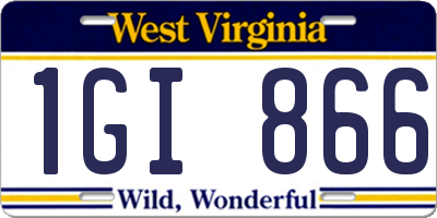 WV license plate 1GI866