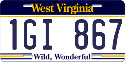 WV license plate 1GI867