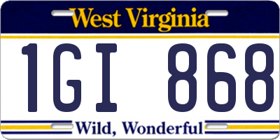 WV license plate 1GI868