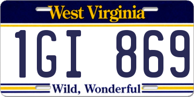 WV license plate 1GI869