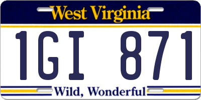 WV license plate 1GI871