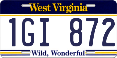 WV license plate 1GI872