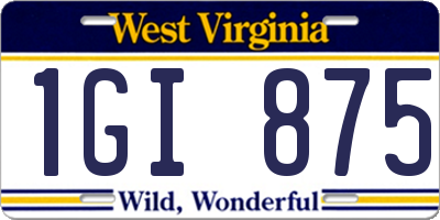 WV license plate 1GI875