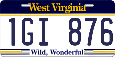 WV license plate 1GI876