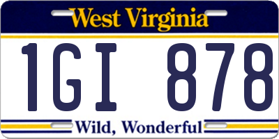 WV license plate 1GI878