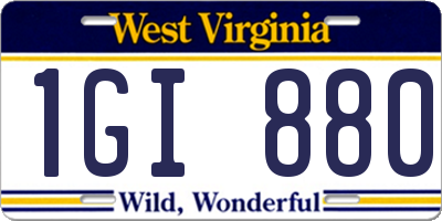 WV license plate 1GI880