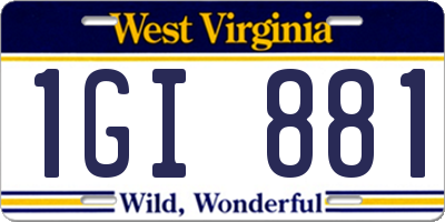 WV license plate 1GI881