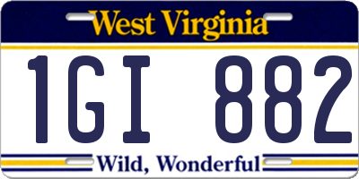 WV license plate 1GI882
