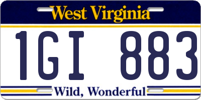 WV license plate 1GI883