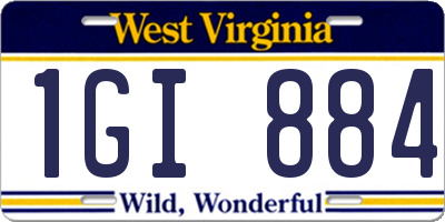WV license plate 1GI884