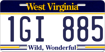 WV license plate 1GI885