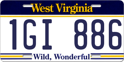 WV license plate 1GI886